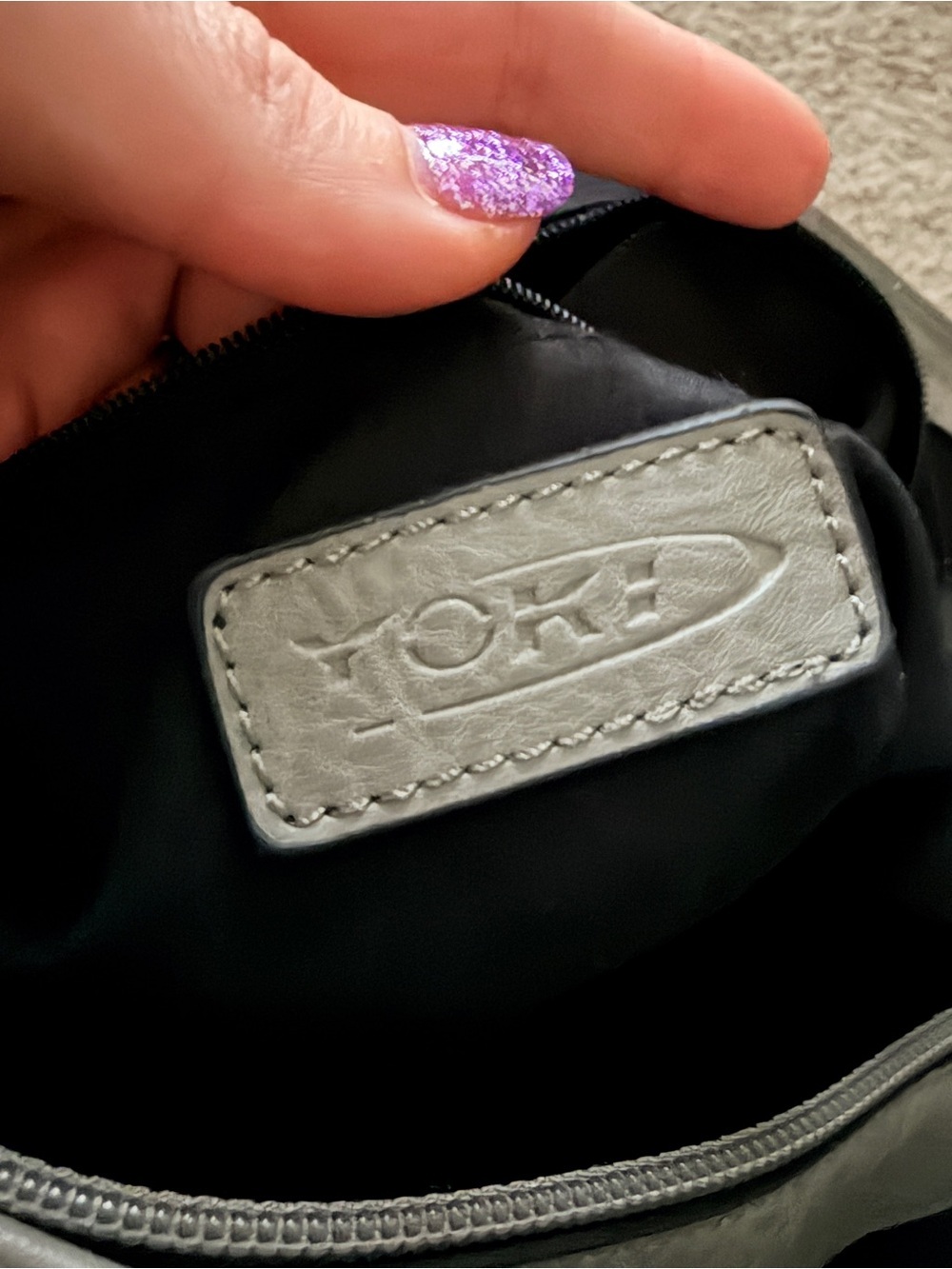 Yoki Dark Gray Studded Tote with Tassel and Pearls - Picture 7 of 10